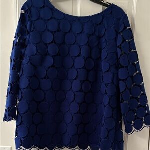 Talbots Royal Blue Circle Lace Blouse